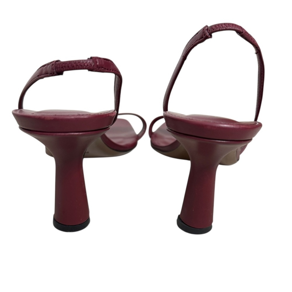 Neous Burgundy Slingback Kitten Heel Sandals - Picture 2 of 7